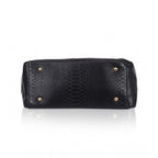 Generic Women's Faux Leather Textured Tote Bag (Black)
