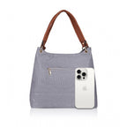 Generic Women's Faux Leather Textured Tote Bag (Blue)