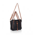 Generic Women's Faux Leather Textured Tote Bag (Black)