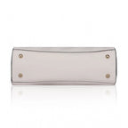 Generic Women's Faux Leather Textured Adjustable Long Belt Handbag (White)
