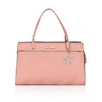 Generic Women's Faux Leather Textured Adjustable Long Belt Handbag (Pink)