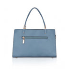 Generic Women's Faux Leather Textured Adjustable Long Belt Handbag (Blue)