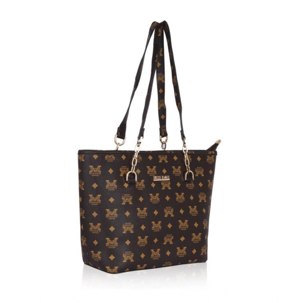 Generic Women's Faux Leather Printed Tote Bag (Brown)