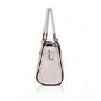 Generic Women's Faux Leather Textured Adjustable Long Belt Handbag (White)