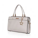 Generic Women's Faux Leather Textured Adjustable Long Belt Handbag (White)