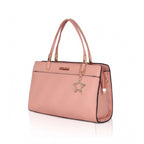 Generic Women's Faux Leather Textured Adjustable Long Belt Handbag (Pink)