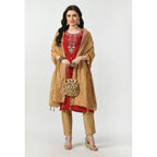 Generic Women's Chanderi Self Design Dupatta (Gold, Length: Free Size)