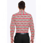 Generic Men's Cotton Blended Striped Full Sleeve Shirt (Red-White)