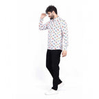 Generic Men's Cotton Blended Printed Full Sleeve Shortkurta (Multicolor)
