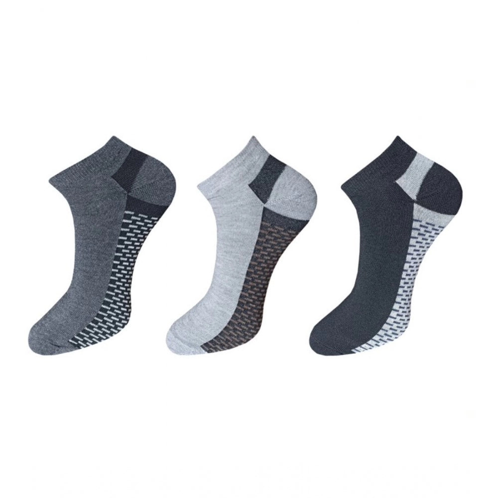 Generic 3_Pair Set Unisex Casual Cotton Solid Ankle Length Socks (Multicolor)