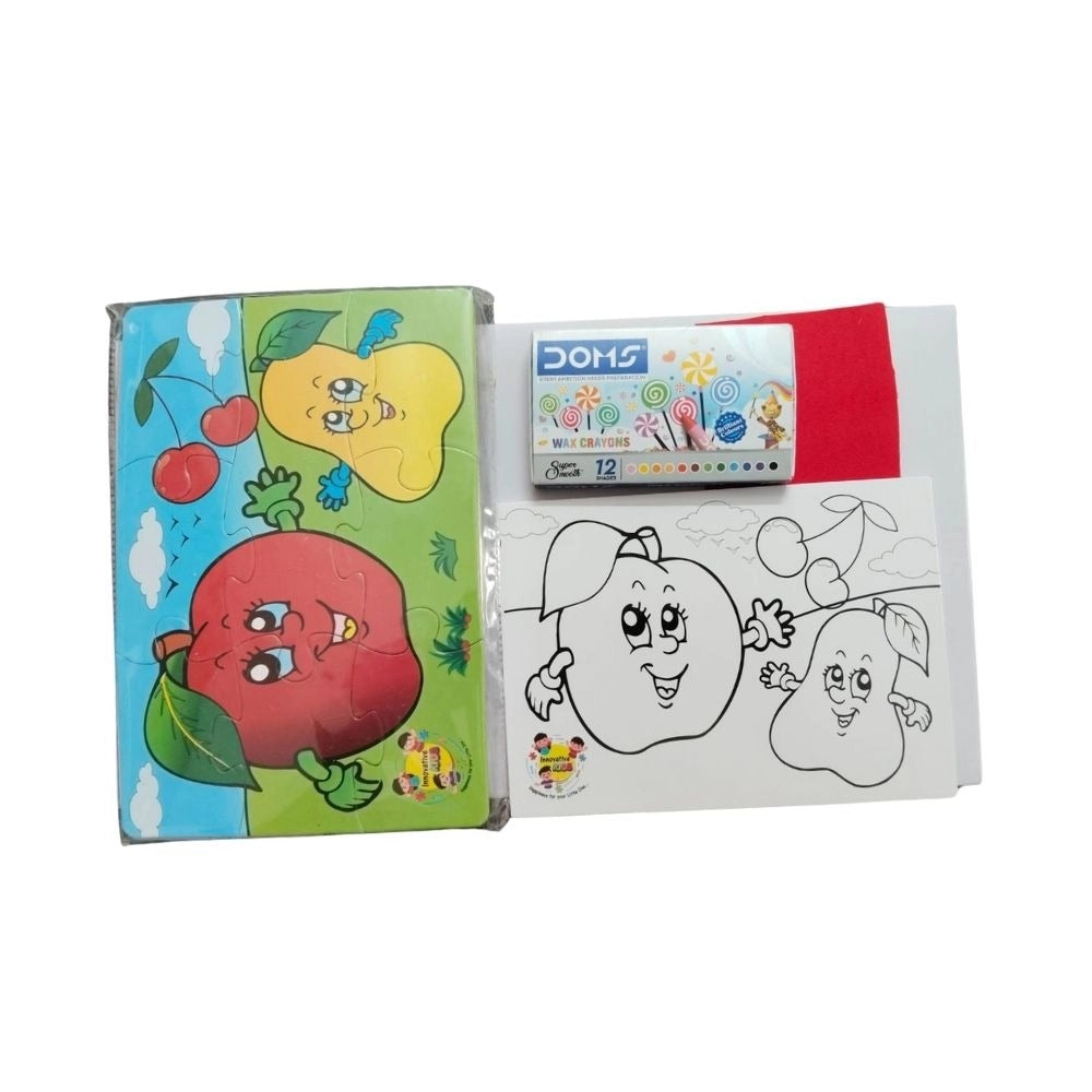 2 In 1 Puzzle &amp; ColorsFtruit |   Cardboard  |   Educational Toys| 3+ Years