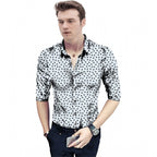 Generic Men's Casual Floral Printed Cotton Blend Unstitched Shirt Fabric 1.6 Mtrs (White)