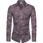 Generic Men's Casual Floral Printed Cotton Blend Unstitched Shirt Fabric 1.6 Mtrs (Violet)