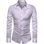 Generic Men's Casual Floral Printed Cotton Blend Unstitched Shirt Fabric 1.6 Mtrs (Purple)