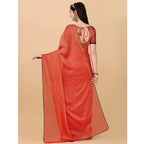 Generic Women's Silk Blend Embellished Saree With Unstitched Blouse 5.5Mtr (Red)