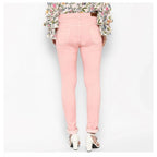 Generic Women's Denim Solid Buttoned Jeans (Pink)