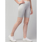Generic Women's Polyester Solid Above Knee High-Rise Shorts (Grey)