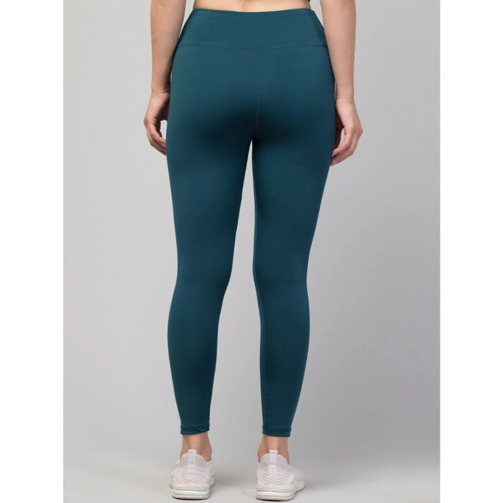 Generic Women's Polyester Solid Ankle Length High-Rise Tights (Green)