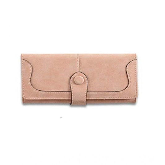 Generic Women's Faux Leather Medium Snap Button Wallet (Khakhi)