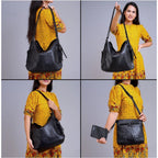Generic Women's PU Leather Medium Shoulder Zipper Handbag (Black)