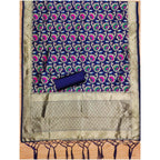 Generic Women's Banarasi Silk Printed Unstitched Salwar Suit Material With Dupatta (Navy Blue, 3Mtrs)