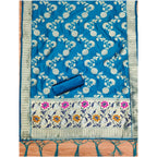 Generic Women's Banarasi Silk Printed Unstitched Salwar Suit Material With Dupatta (Blue, 3Mtrs)