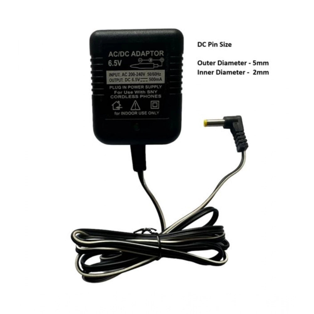 Generic 6.5V 500mA DC Power Adapter Power Supply AC Input 200-240 V for Toys- Cordless Phones- FM Radio- Other Electronic - IT Gadgets (Black)