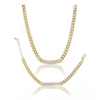 Generic Women's Stainless Steel Gold Polish Polish Hand Bracelet And Necklace (Gold Plated)