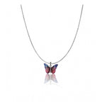 Generic Women's Stainless Steel Colorful Butterfly Pendent Dailywear chain (Silver Plated)