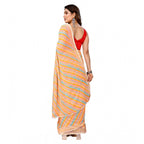 Generic Women's Small Lace Georgette Striped Ready-to-Wear Saree With Unstitched Blouse 5.5 Mtr (Yellow)