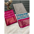 Generic Women's Soft Dola Cotton Kalamkari Printed Saree With Unstitched Blouse 5.5Mtr (Pink)