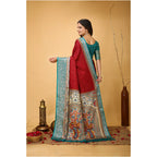 Generic Women's Soft Dola Cotton Kalamkari Printed Saree With Unstitched Blouse 5.5Mtr (Red)