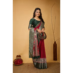 Generic Women's Soft Dola Cotton Kalamkari Printed Saree With Unstitched Blouse 5.5Mtr (Maroon)