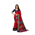 Generic Women's Soft Blooming Marshmallow Fabric Kalamkari Printed Saree With Unstitched Blouse 5.5Mtr (Red)