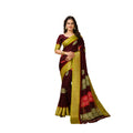 Generic Women's Soft Blooming Marshmallow Fabric Kalamkari Printed Saree With Unstitched Blouse 5.5Mtr (Maroon)