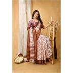 Generic Women's Soft Cotton Silk Printed Saree With Unstitched Blouse 5.5Mtr (Maroon)