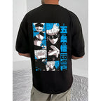 Generic Men's Casual Cotton Blend Printed Round Neck Half Sleeve T-Shirt (Black)