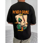 Generic Men's Casual Cotton Blend Printed Round Neck Half Sleeve T-Shirt (Black)
