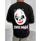 Generic Men's Casual Cotton Blend Printed Round Neck Half Sleeve T-Shirt (Black)