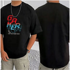 Generic Men's Casual Cotton Blend Printed Round Neck Half Sleeve T-Shirt (Black)