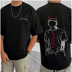 Generic Men's Casual Cotton Blend Printed Round Neck Half Sleeve T-Shirt (Black)