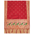 Generic Women's Banarasi Silk Printed Unstitched Salwar Suit Material With Dupatta (Red, 3Mtrs)