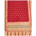 Generic Women's Banarasi Silk Printed Unstitched Salwar Suit Material With Dupatta (Red, 3Mtrs)