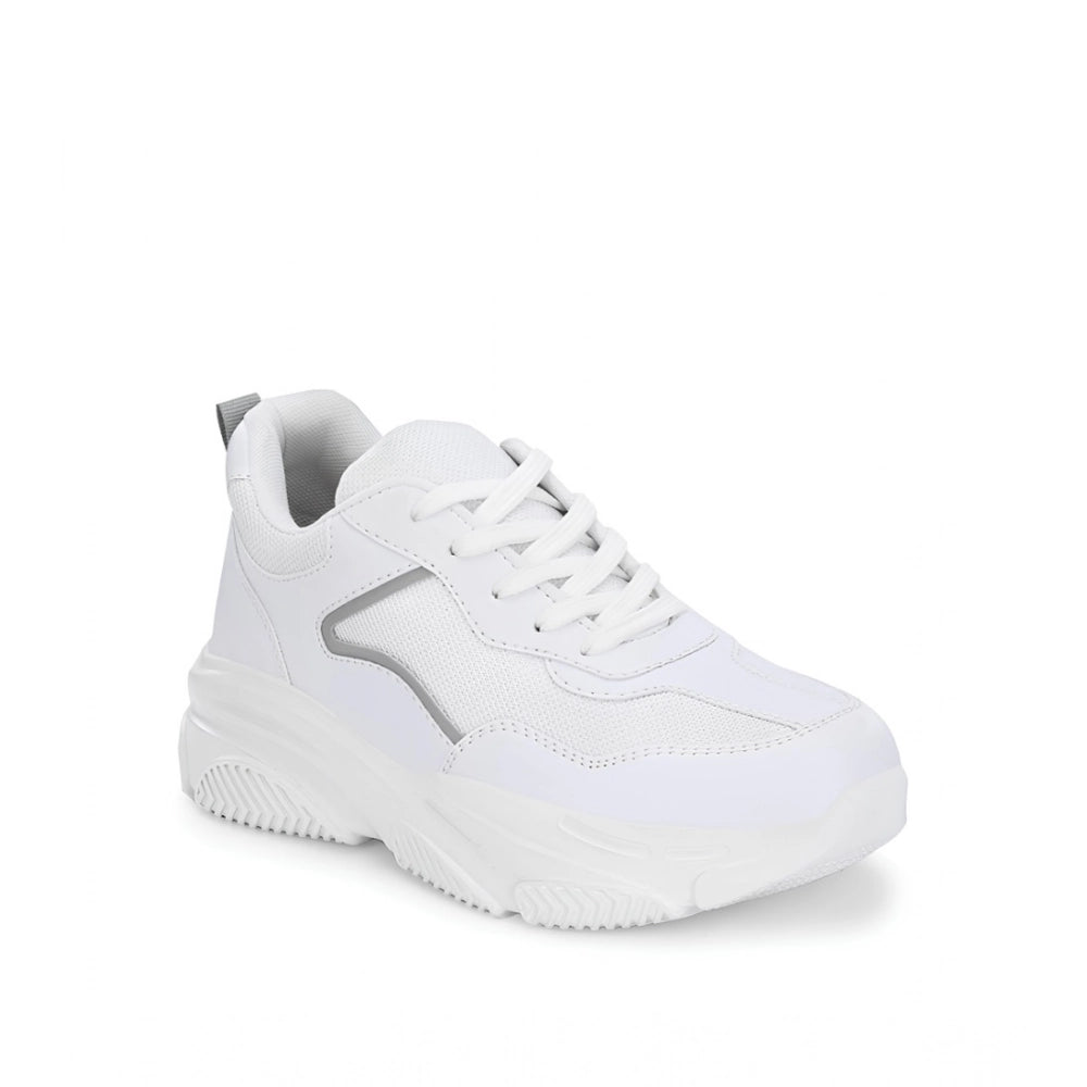 Generic Women's Casual Mesh Printed Lace-Ups Shoes (White)
