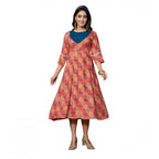 Generic Women's Rayon Print With Embroidery Work A-Line Kurti (Multicolor)