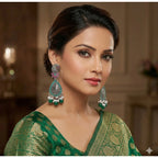 Generic Women's Zinc Alloy Gold Plated Chandbali Earrings (Multicolor)