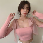 Chest Wrap Strap Bow Knit Tank Top