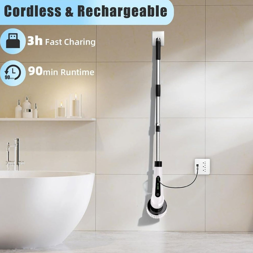 Bathroom tile cleaning power brush