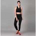 Generic Women's Polyester Solid Ankle length High Waisted Tights (Black)