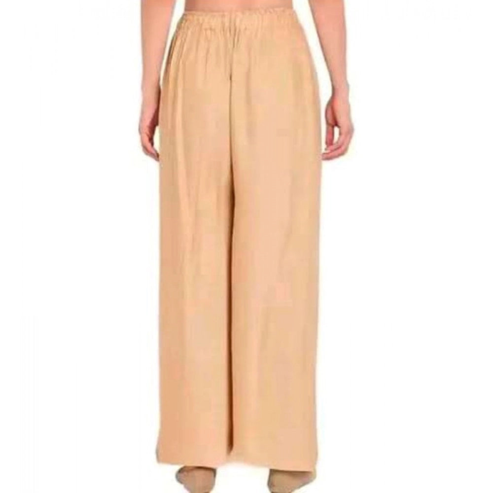 Generic Women's Casual Rayon Solid Ankle Length Palazzo (Golden , Free Size)